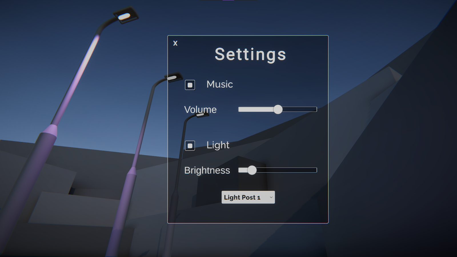 UI Core: Word Space Example. Opening Menu.